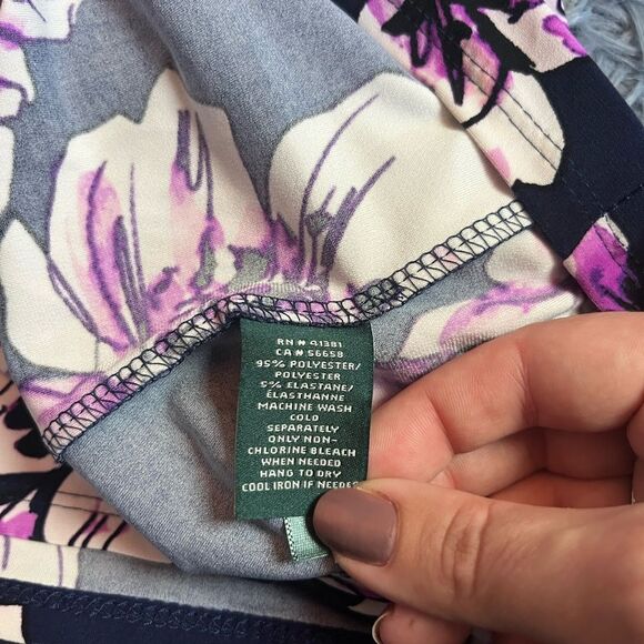 Lauren Ralph Lauren Navy Floral Print Midi Dress Size 22 W - Picture 5 of 5